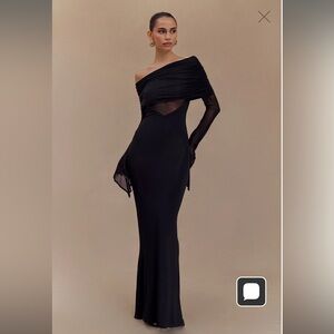 Kaitlin One Shoulder Slinky And Mesh Maxi Dress - Black - Medium.